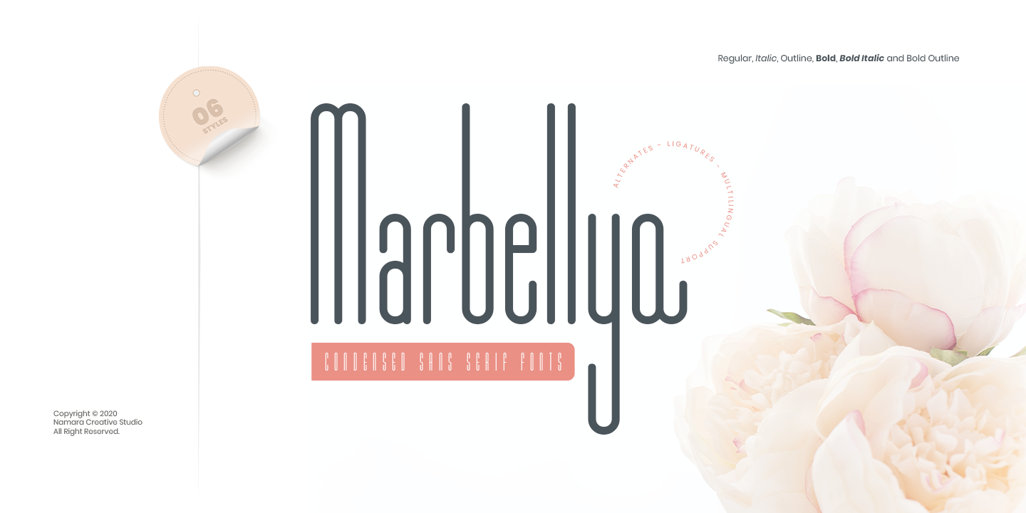 Пример шрифта Marbellya Bold Condensed